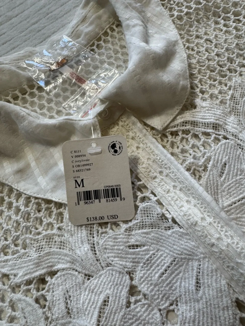 Free People Cream Crochet Pleated Sleeveless Camisole - Picture 5 of 10